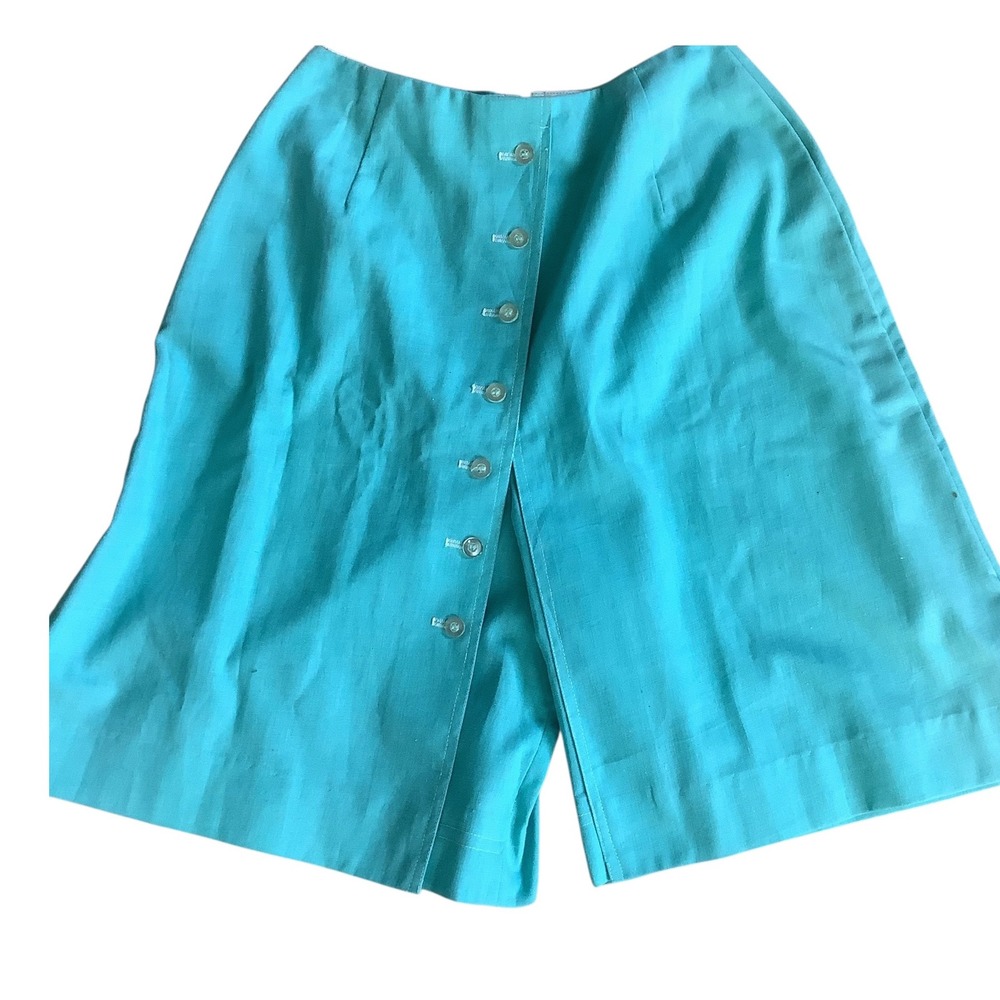 Vintage Prestige of Boston Turquoise Blue Button Front Skort ILGWU Union Tag 8